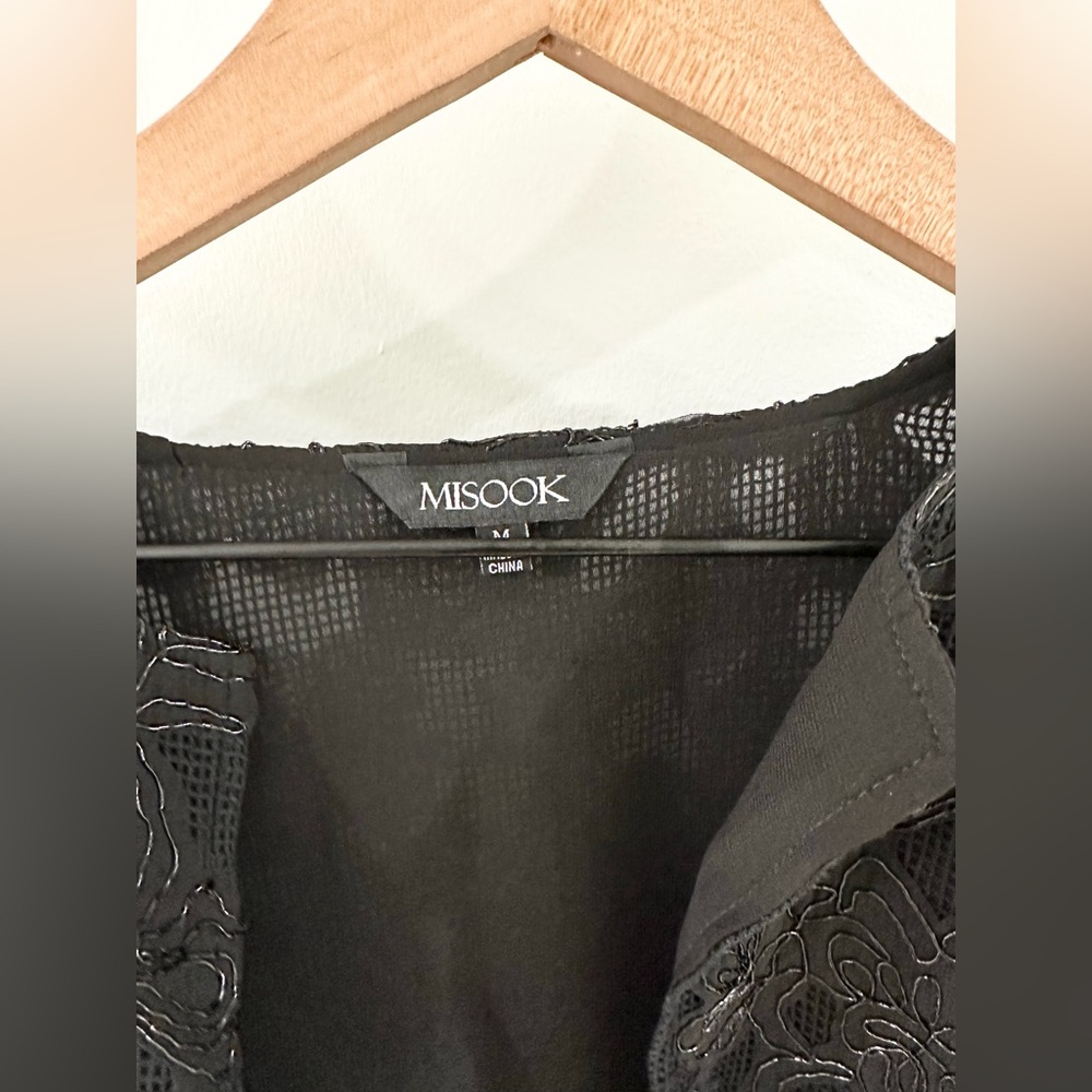 Misook Open Front Beaded Jacket Black Size Medium - image 4